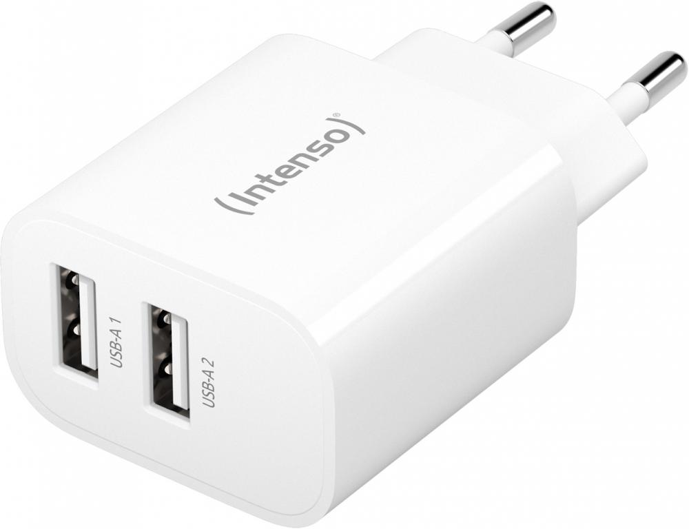 Intenso Ladegerät Power Adapter 24 Watt W24AA 2x USB-A für 2 Geräte weiß