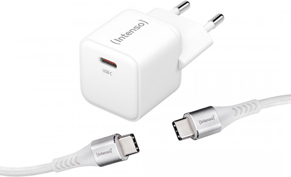 Intenso USB C Kabel + Ladegerät Power Adapter 30 Watt W30C GaN 1x USB-C für 1 Gerät weiß