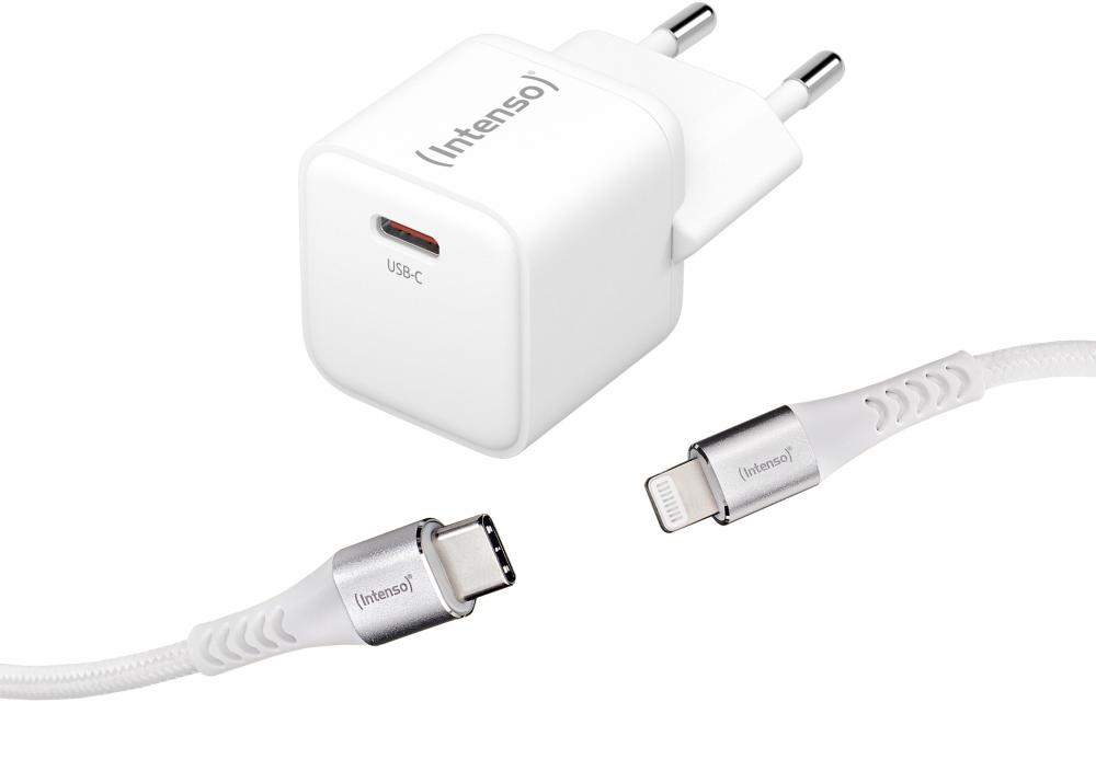 Intenso Lighting Kabel + Ladegerät Power Adapter 30 Watt W30C GaN 1x USB-C für 1 Gerät weiß