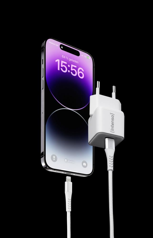 Intenso Lighting Kabel + Ladegerät Power Adapter 30 Watt W30C GaN 1x USB-C für 1 Gerät weiß