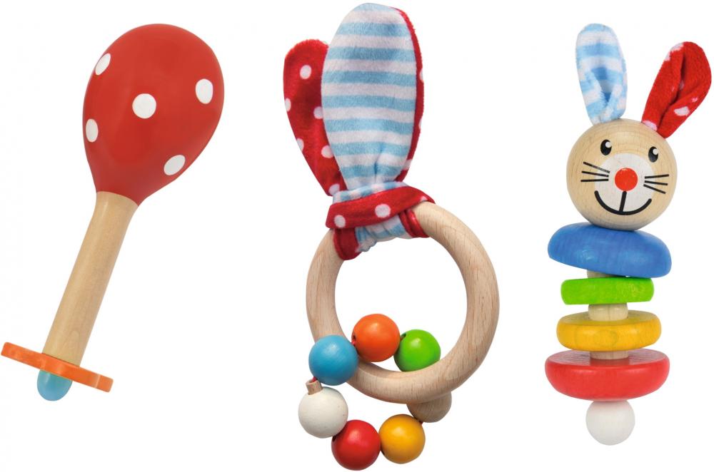 Eichhorn Baby Babywelt Geschenk Set Maraca, Greifling mit Sound, Greifling Motiv: Hase 100017045