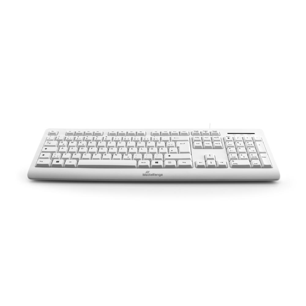 Mediarange Tastatur mit Kabel Keyboard QWERTZ kabelgebunden weiß MROS110