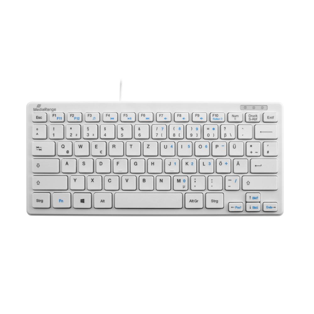 Mediarange Tastatur Compact ultraflach mit Kabel Keyboard QWERTZ weiß MROS113