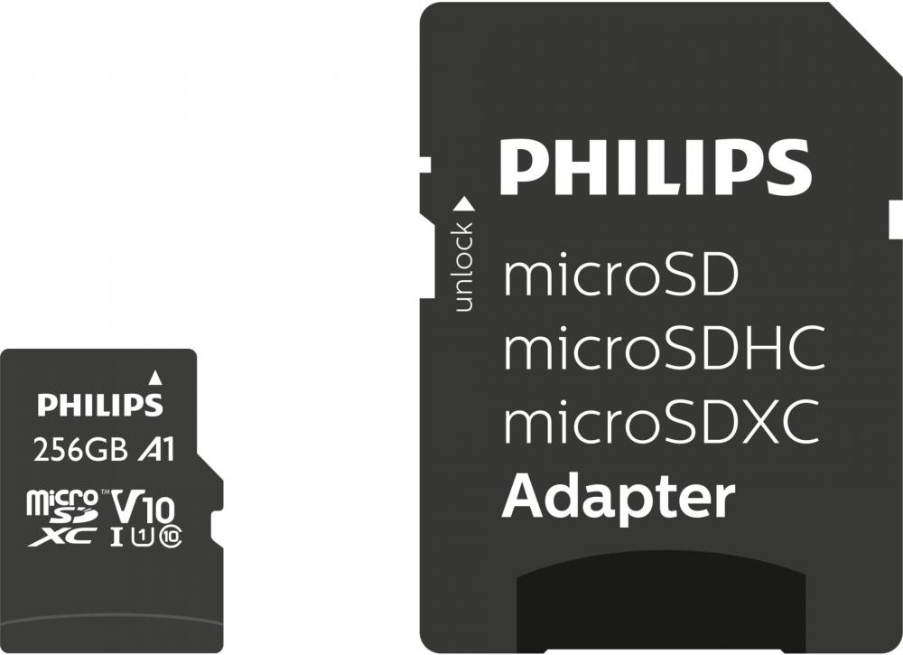 Philips Micro SDXC Karte 256GB Speicherkarte UHS-I U1 V10 A1 Class 10