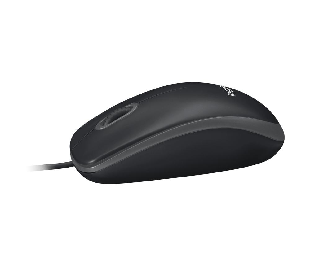 Logitech Maus B100 optisch mit Kabel 3 Tasten 800 dpi schwarz 910-003357