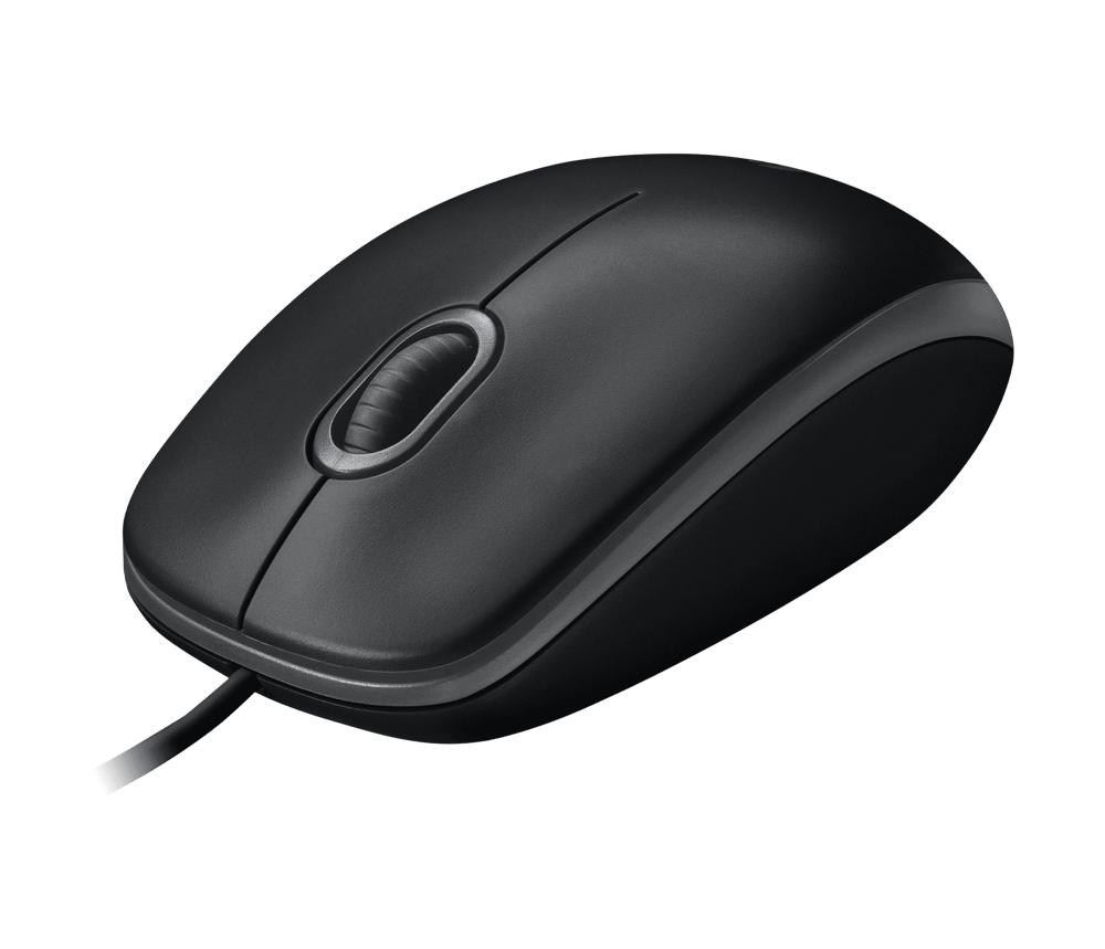 Logitech Maus B100 optisch mit Kabel 3 Tasten 800 dpi schwarz 910-003357