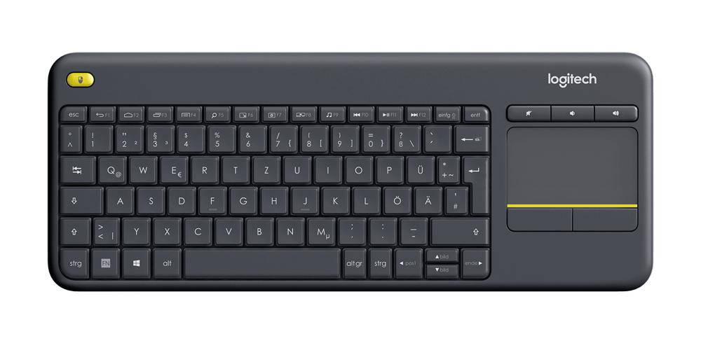 Logitech Tastatur K400 Wireless Unifying kabellos Plus TV Touchpad schwarz 920-007127