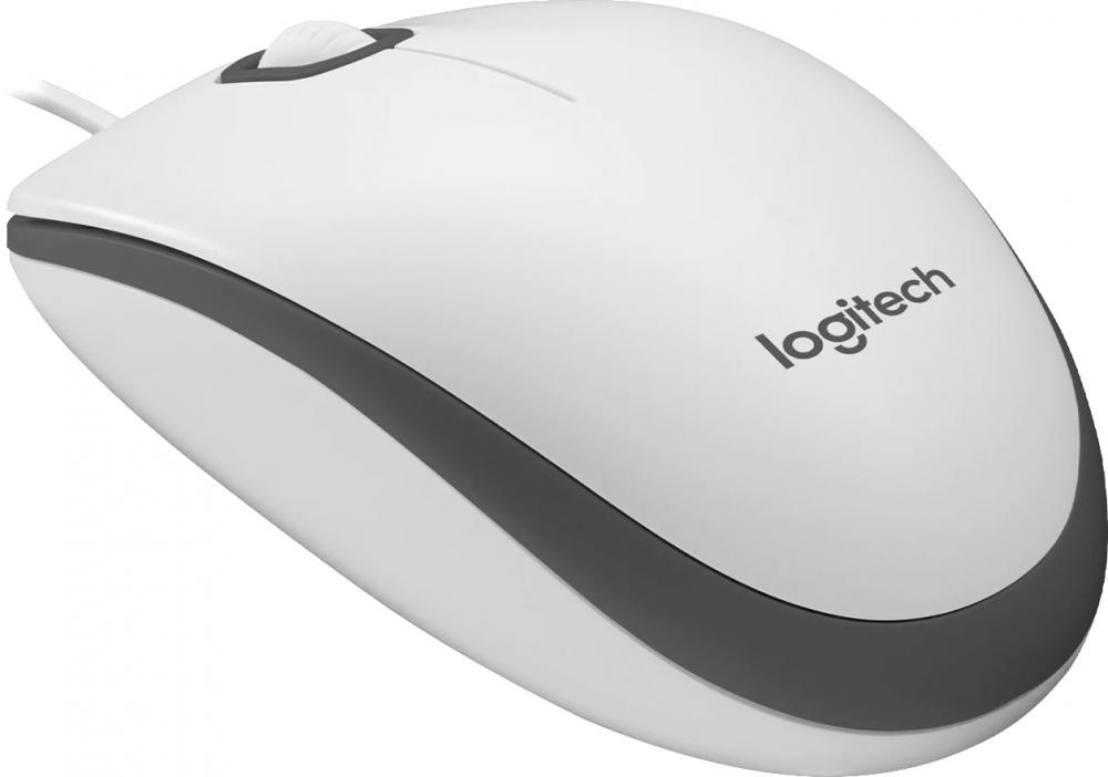 Logitech Maus M100 optisch mit Kabel 3 Tasten 1000 dpi weiß 910-006764