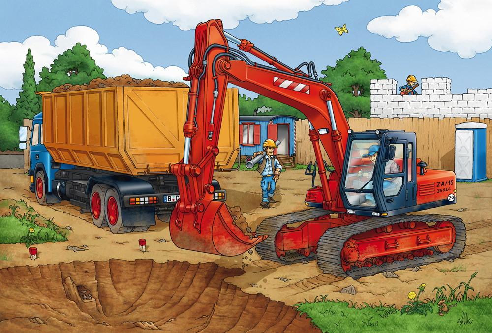 3 x 24 Teile Schmidt Spiele Kinder Puzzle Auf der Baustelle 56200