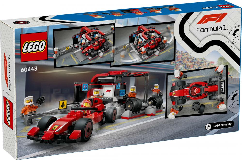 LEGO® City Formular 1 F1® Boxenstopp mit Boxencrew und Ferrari Flitzer 322 Teile 60443