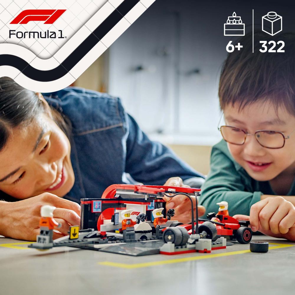 LEGO® City Formular 1 F1® Boxenstopp mit Boxencrew und Ferrari Flitzer 322 Teile 60443