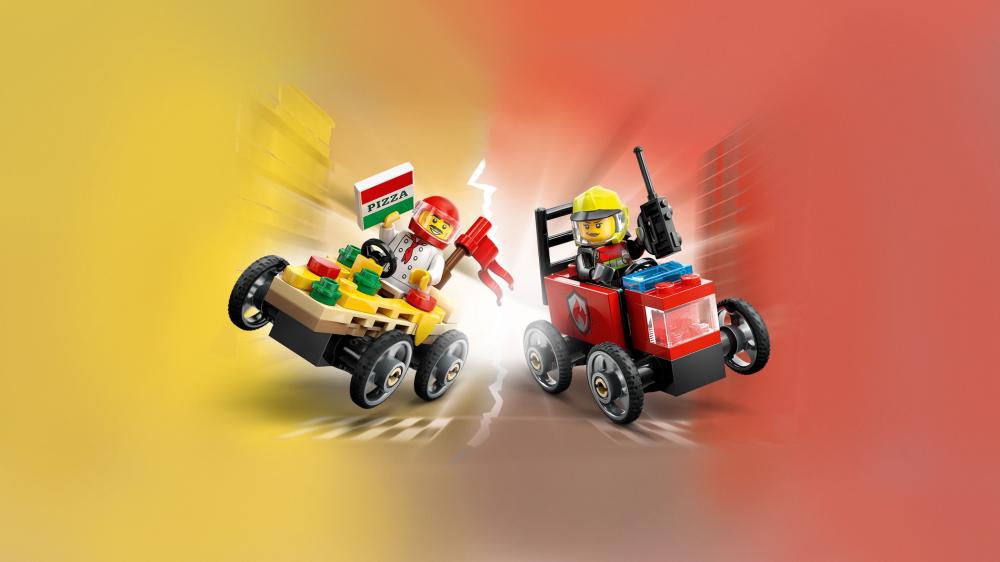 LEGO® City Fahrzeuge Pizzalieferwagen vs. Löschauto 70 Teile 60458