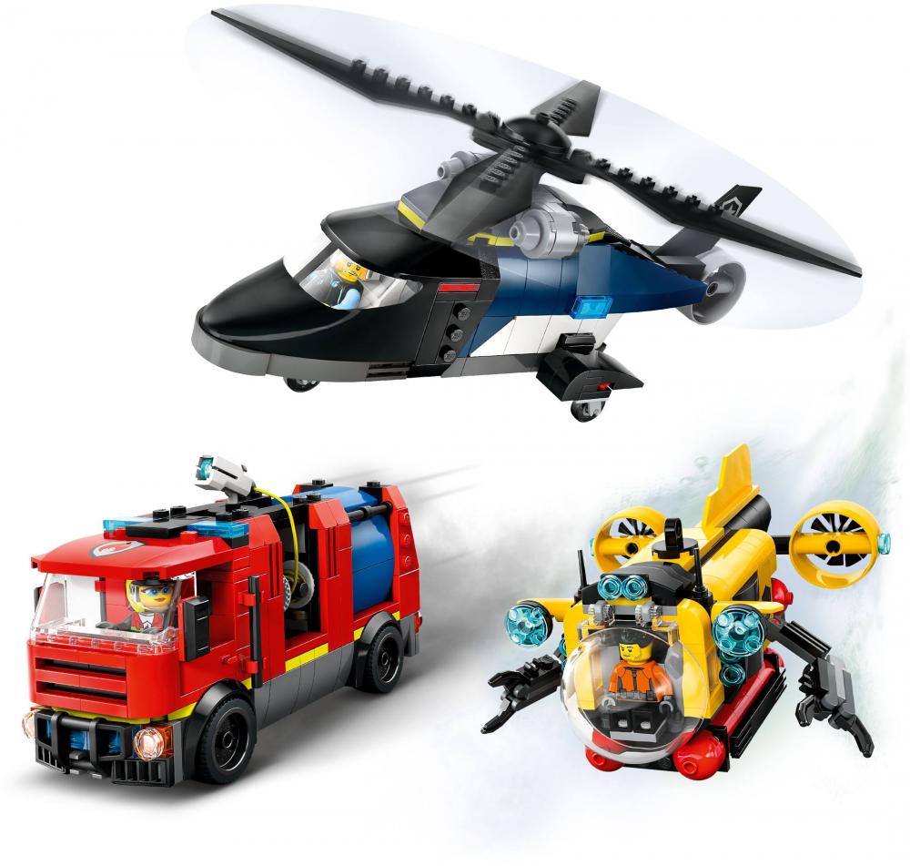 LEGO® City Fahrzeuge Kombinationsset mit Hubschrauber, Löschauto und U-Boot 874 Teile 60462