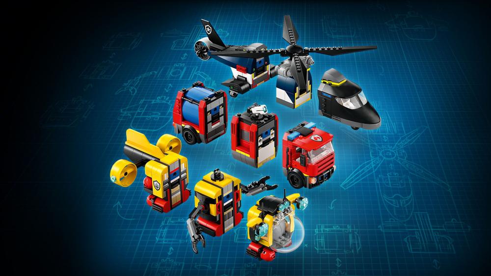 LEGO® City Fahrzeuge Kombinationsset mit Hubschrauber, Löschauto und U-Boot 874 Teile 60462