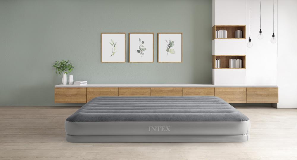 Intex Indoor und Outdoor Luftbett Queen Prestige mid-rise aufblasbar 203 x 152 x 30 cm Pumpe 64114