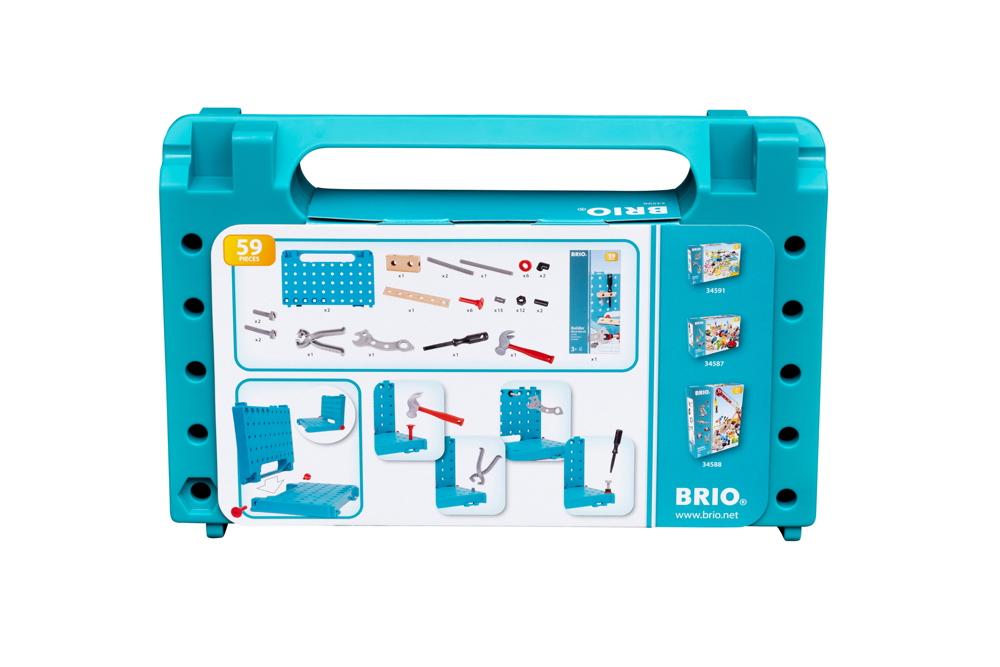 Brio Spielzeug Bausystem Builder Werkbank Koffer 58 Teile 34596