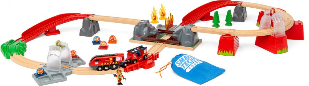 Brio World Eisenbahn Set Smart Tech Sound Feuerwehreinsatz-Rettungs-Set 41 Teile 36004