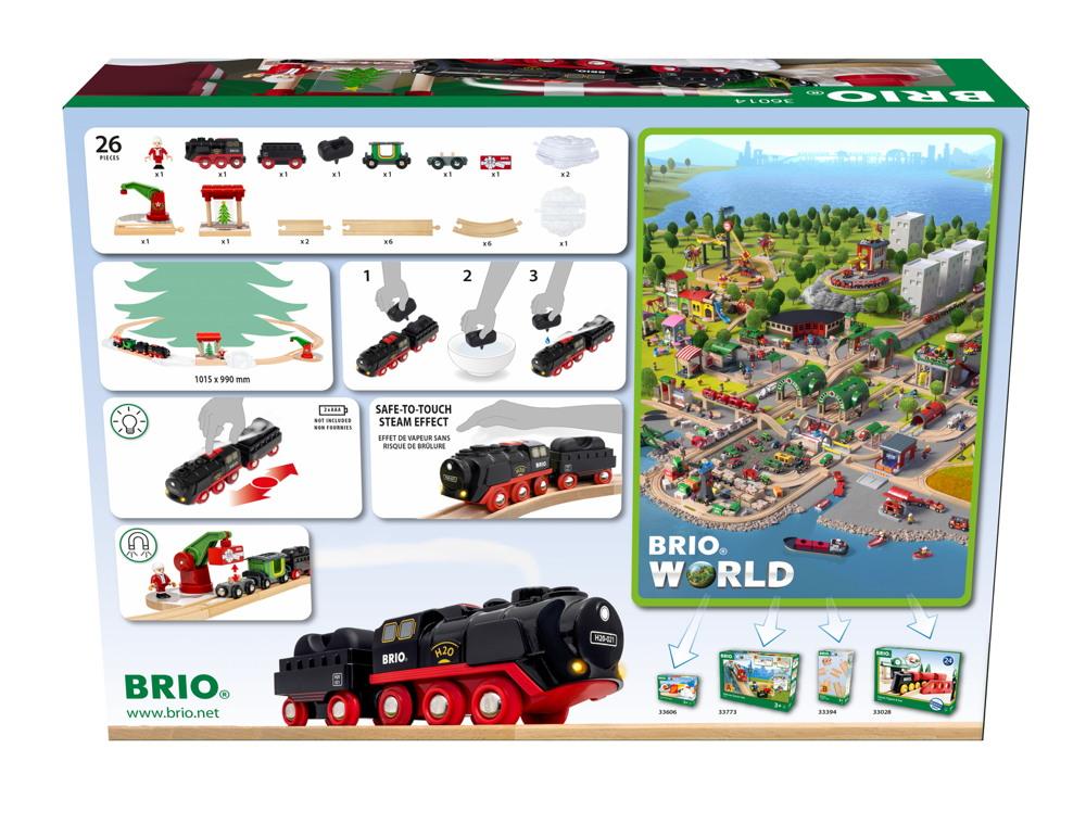 Brio World Eisenbahn Starter Set Dampflok Weihnachts Set 26 Teile 36014