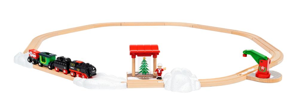 Brio World Eisenbahn Starter Set Dampflok Weihnachts Set 26 Teile 36014