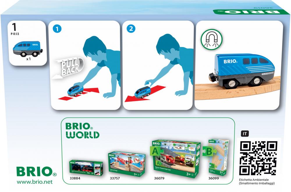 Brio World Eisenbahn Zug Lok mit Rückziehmotor 1 Teil 36019