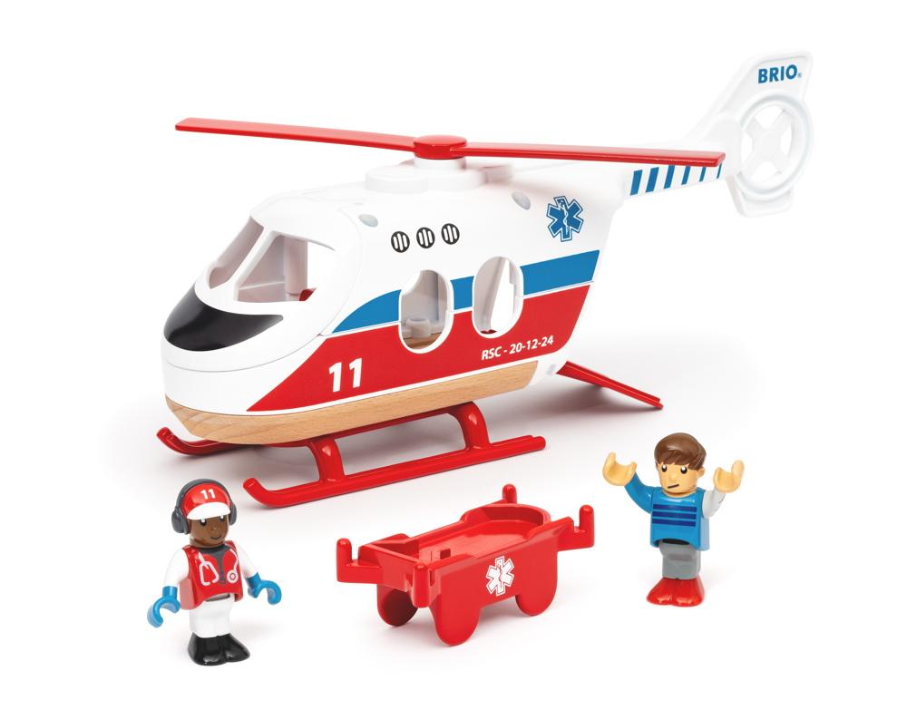 Brio World Eisenbahn Fahrzeug Rettungshubschrauber 4 Teile 36022