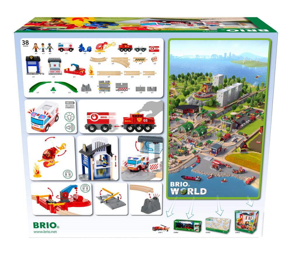 Brio World Eisenbahn Starter Set Polizei und Feuerwehr Set Deluxe 38 Teile 36025