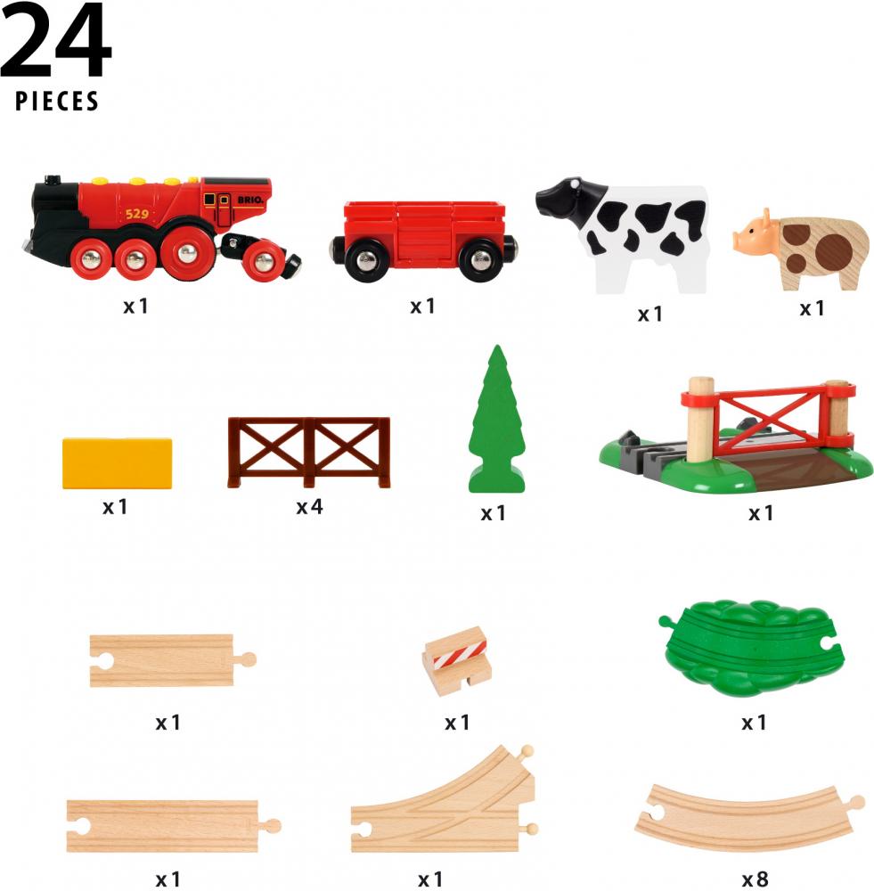 Brio World Eisenbahn Starter Set Rote Lola Bauernhof Zugset 24 Teile 36029