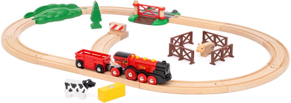 Brio World Eisenbahn Starter Set Rote Lola Bauernhof Zugset 24 Teile 36029