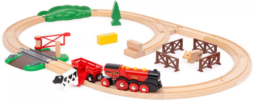 Brio World Eisenbahn Starter Set Rote Lola Bauernhof Zugset 24 Teile 36029