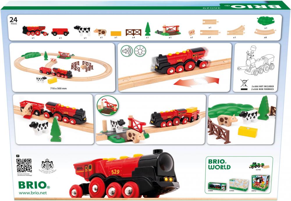 Brio World Eisenbahn Starter Set Rote Lola Bauernhof Zugset 24 Teile 36029