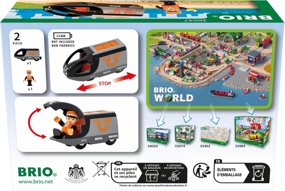 Brio World Eisenbahn Zug Orange schwarzer Reisezug 2 Teile 36047