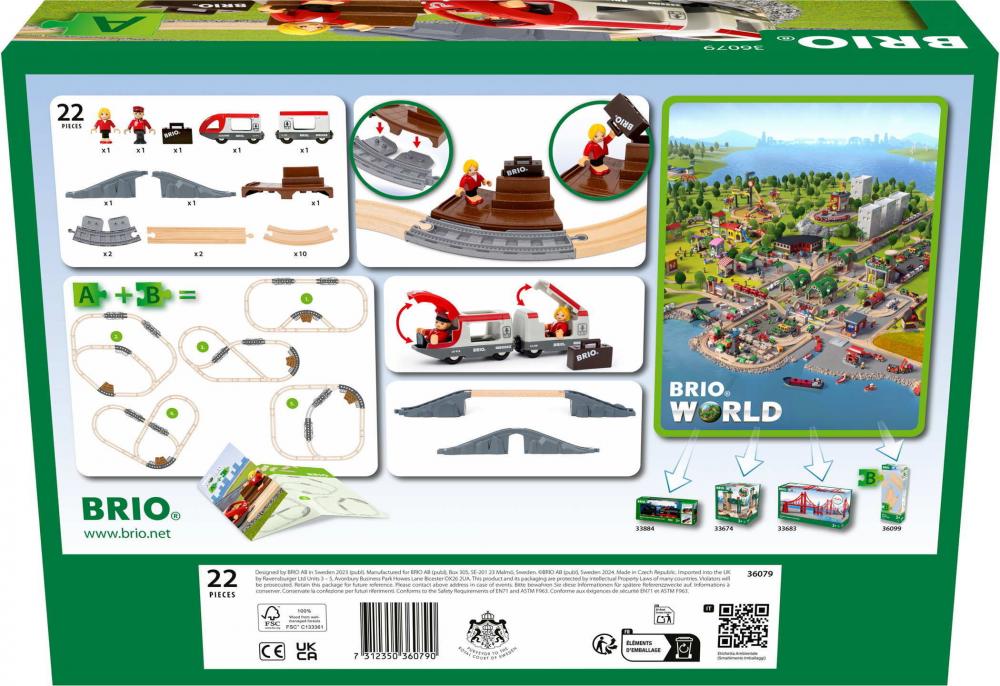 Brio World Eisenbahn Set Reisezug Starter Set A 22 Teile 36079