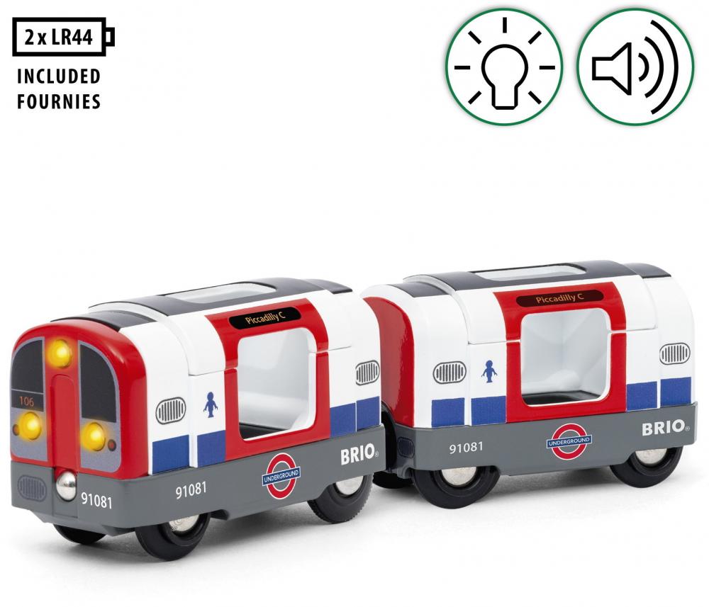 Brio World Eisenbahn Londoner U-Bahn mit Licht und Sound 7 Teile 36085