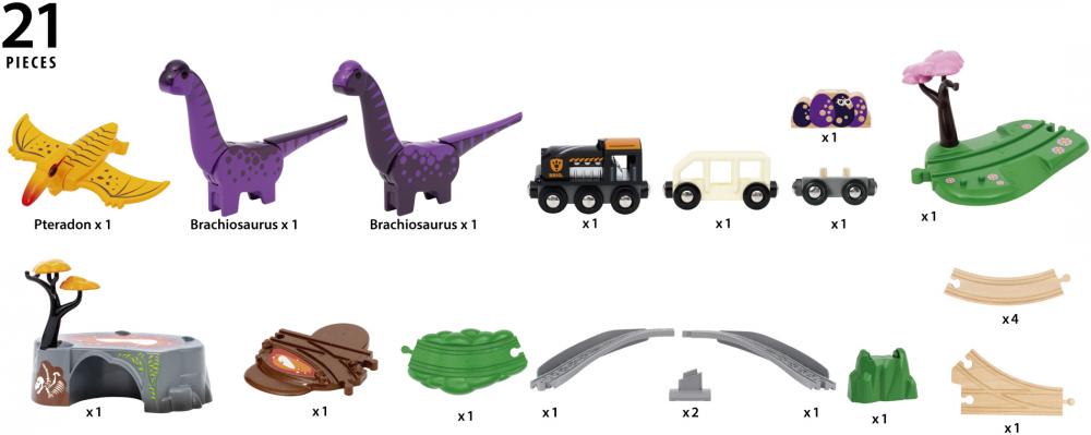 Brio World Eisenbahn Starter Set Dinosaurier Abenteuer-Set 21 Teile 36094