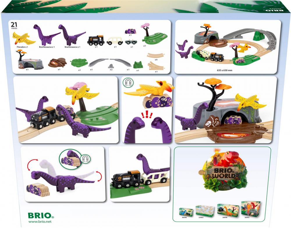 Brio World Eisenbahn Starter Set Dinosaurier Abenteuer-Set 21 Teile 36094