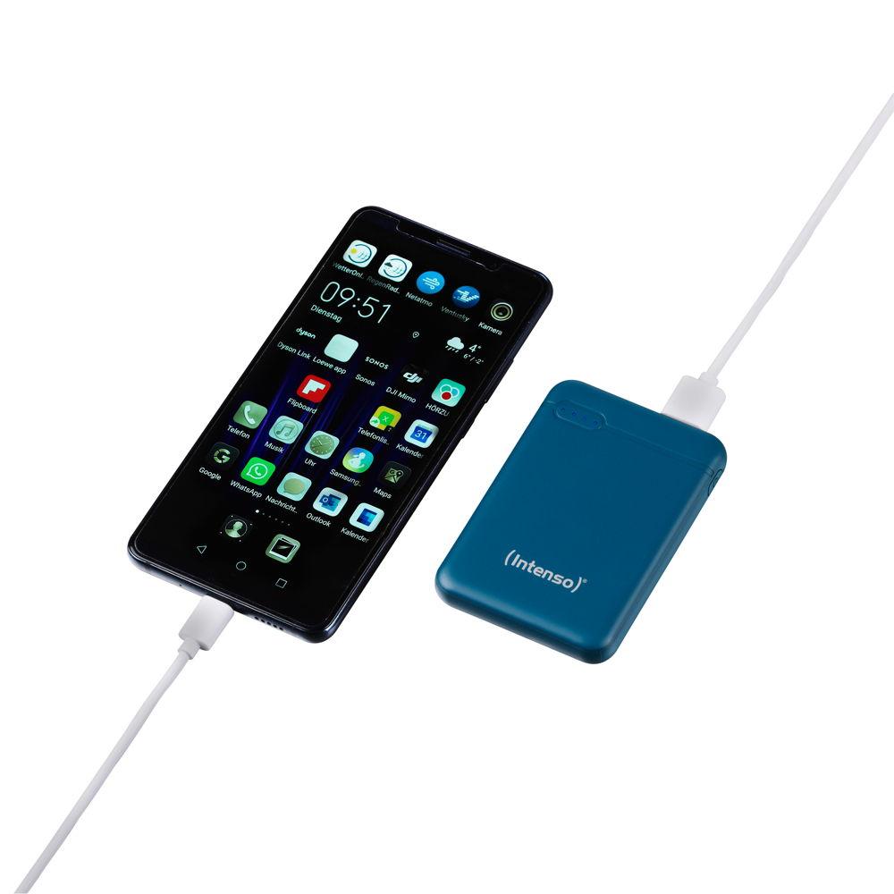 Intenso Powerbank mobile Ladestation Slim XS 5000 mAh Typ A / C USB OUT petrol