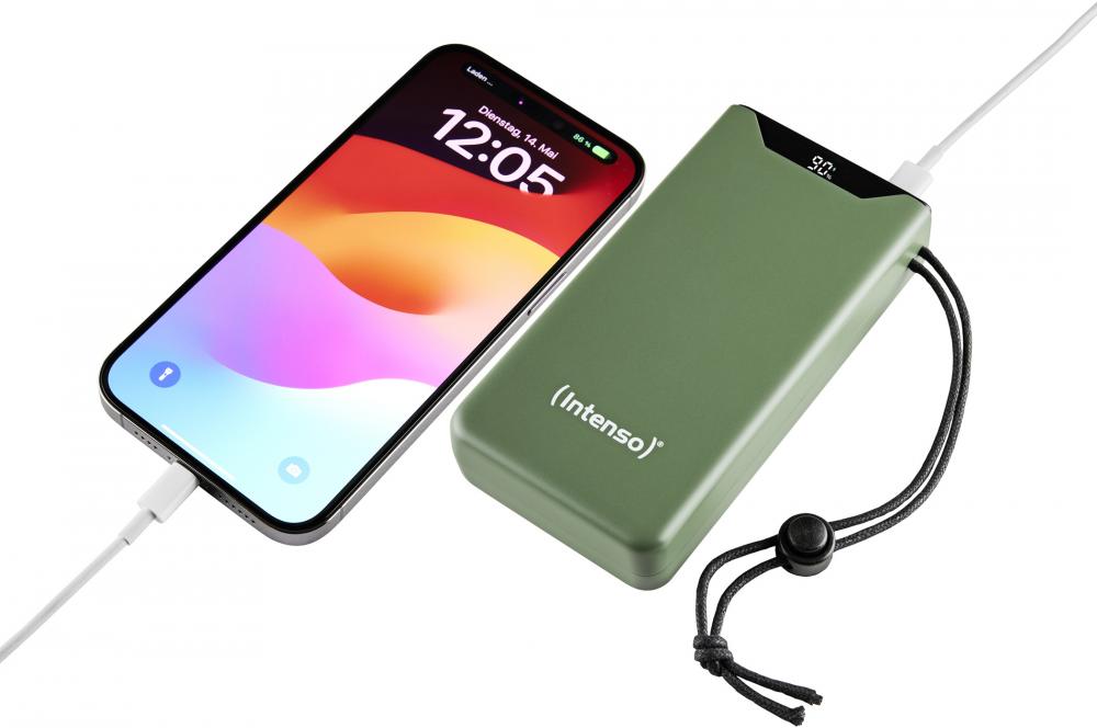 Intenso Powerbank F20000 PD Qualcomm Quick Charge 3.0 20000 mAh 1x USB Typ A und C OUT grün