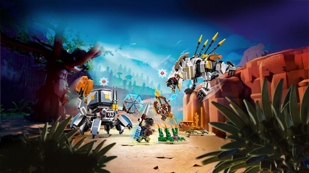 LEGO® Horizon Aloy und Varl vs. Panzerwanderer und Sägezahn 768 Teile 77037