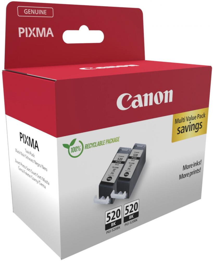 2 Canon Druckerpatronen Tinte PGI-520 BK black, schwarz Twin Pack