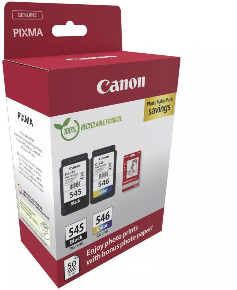 2 Canon Druckerpatronen Tinte PG-545 BK / CL-546 tri-color Photo Value Pack inkl. Fotopapier