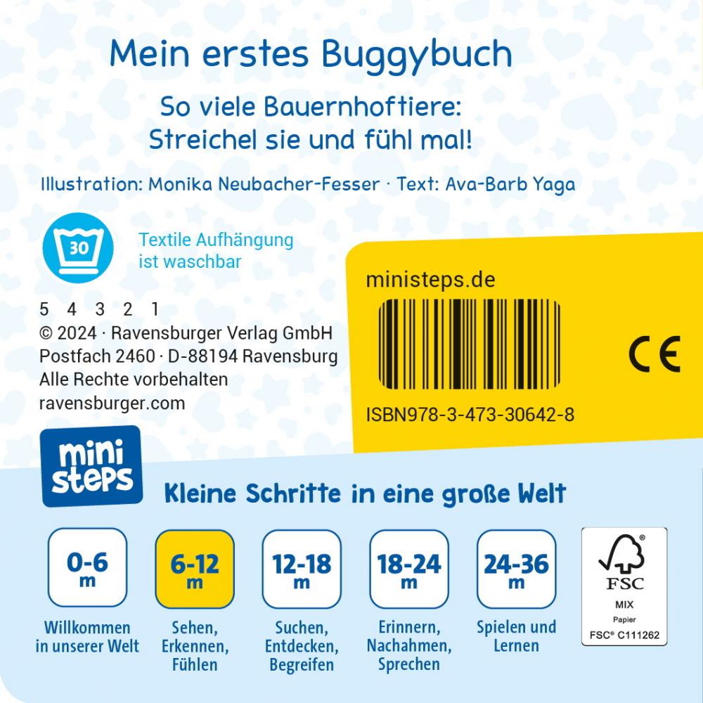 Ravensburger Buch Pappbilderbuch ministeps Mein erstes Buggybuch Fühl mal! Bauernhoftiere 30642