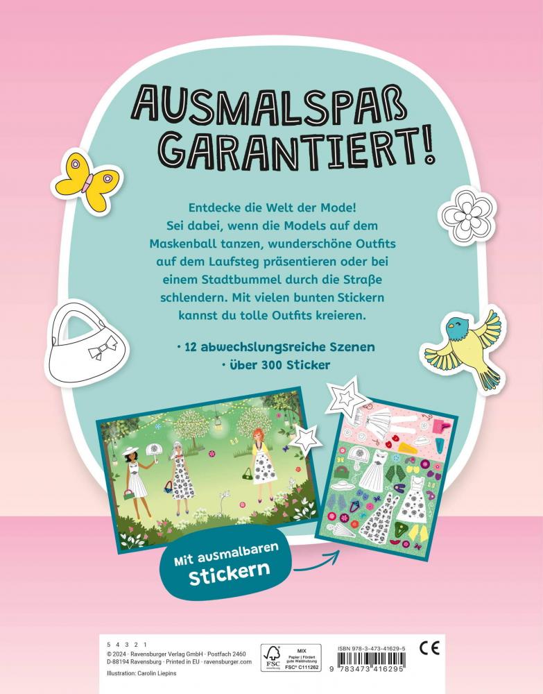 Ravensburger Buch Activity Mein Ausmalstickerbuch Traumkleider 41629