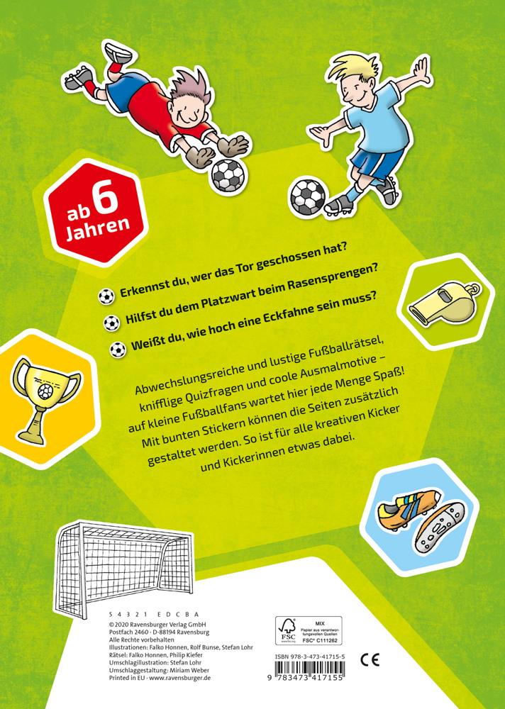 Ravensburger Buch Quiz und Rätsel Fußball. Malen Rätseln Quizzen 41715