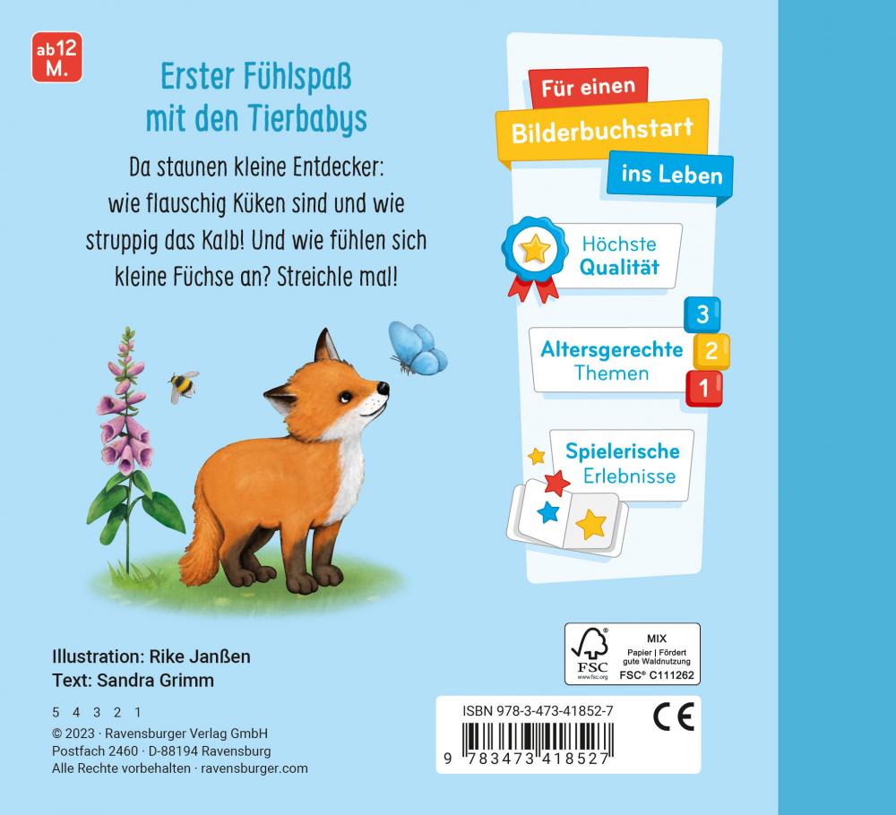 Ravensburger Buch Pappbilderbuch Mein erstes Fühlbuch Meine liebsten Tierkinder 41852