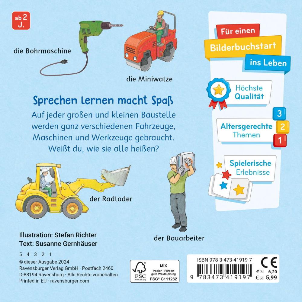 Ravensburger Buch Pappbilderbuch Mein Bilder-Wörterbuch Auf der Baustelle 41919