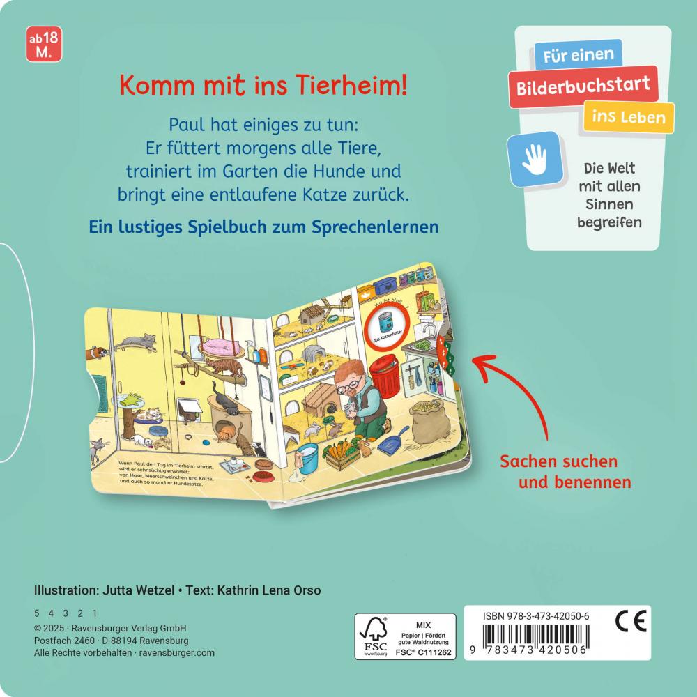 Ravensburger Buch Pappbilderbuch Mitmachen Wo ist bloß …? Mein TierBuch zum Sachen suchen 42050