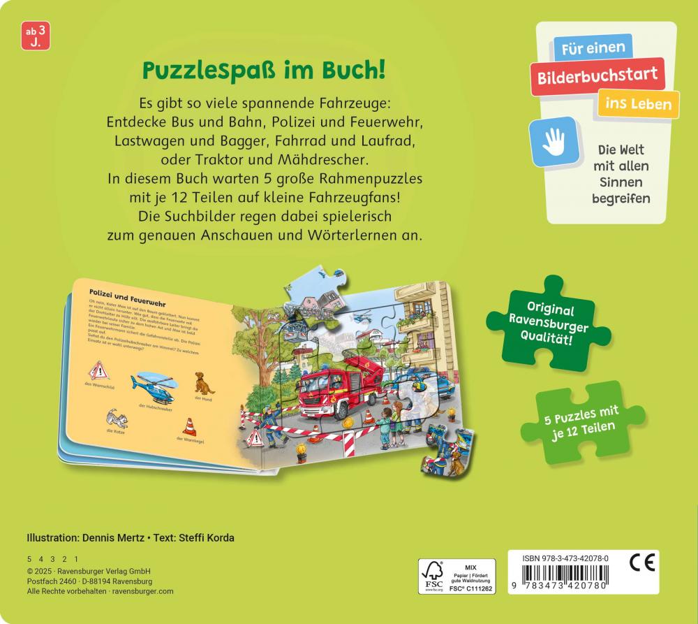 Ravensburger Buch Pappbilderbuch Mitmachen PuzzleBuch Fahrzeuge 42078