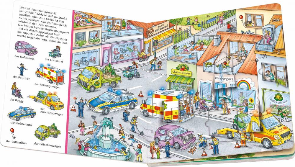 Ravensburger Buch Pappbilderbuch Spracherwerb Sachen suchen Wimmelbuch Fahrzeuge im Einsatz 42103