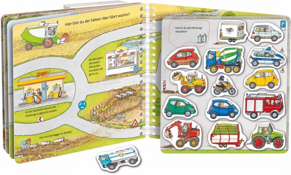 Ravensburger Buch Pappbilderbuch Mitmachen Mein großes Magnetbuch Wer fährt wohin? 42149