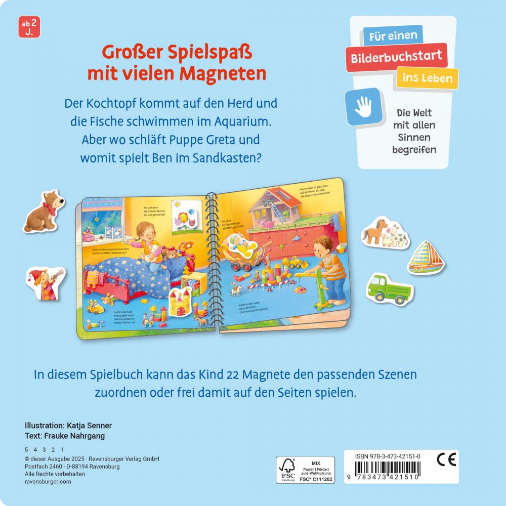 Ravensburger Buch Pappbilderbuch Mitmachen Mein großes Magnetbuch Was gehört zusammen? 42151